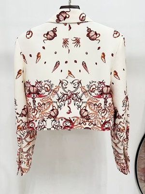 SR2388 Kimshein Club Wear Three-Piece Set for Women Elegant Floral Print Suit Jacket and Full Sleeve Long Pants