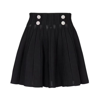 KD2236 Women's 2-Piece Spring Suit V-Neck Jacket and Flounce Skirt Made with Plush Fabric Knee-Length