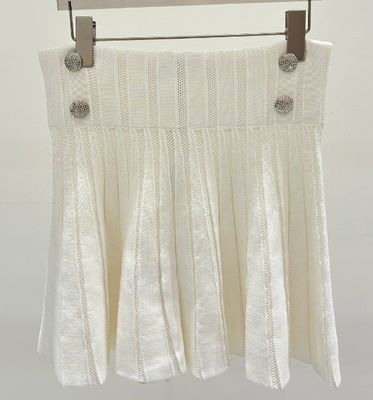 KD2236 Women's 2-Piece Spring Suit V-Neck Jacket and Flounce Skirt Made with Plush Fabric Knee-Length