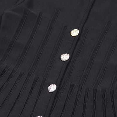 KD2236 Women's 2-Piece Spring Suit V-Neck Jacket and Flounce Skirt Made with Plush Fabric Knee-Length