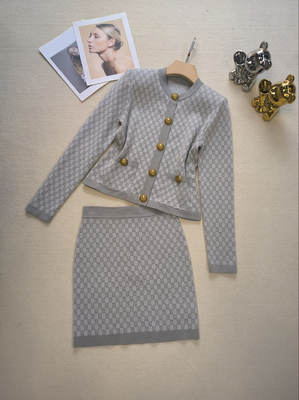 KD2224 Women's end Luxury Short Suit Set Elegant Ladies Formal Style Two-piece Set Luxurious Style 260g Fabric Weight