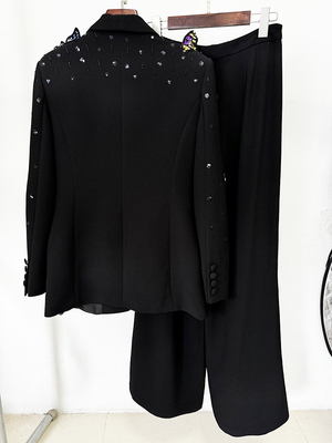 SR2365 Elegant Women's Pure Cotton Spring and Autumn Suit Cocktail Two-Piece Set Ladies Formal Wear