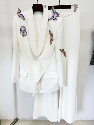 SR2365 Elegant Women's Pure Cotton Spring and Autumn Suit Cocktail Two-Piece Set Ladies Formal Wear