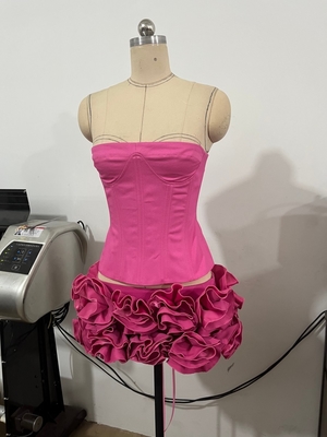Knee-Length Summer Two-Piece Set Sexy Sleeveless Top and Floral Mini Skirt in Lightweight Material for Women