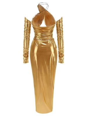 SS2354 Long Sparkly Evening Dress with Spaghetti Straps for Women in Club 2-Piece Set Eco-friendly Woven Method ' Choice
