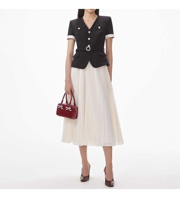 Kimshein Women's Summer High Waist Slim Two-Piece Set with Beaded Decoration and Regular Sleeves SS2355 Collection