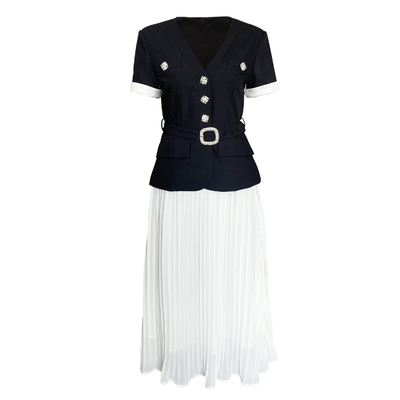 Kimshein Women's Summer High Waist Slim Two-Piece Set with Beaded Decoration and Regular Sleeves SS2355 Collection