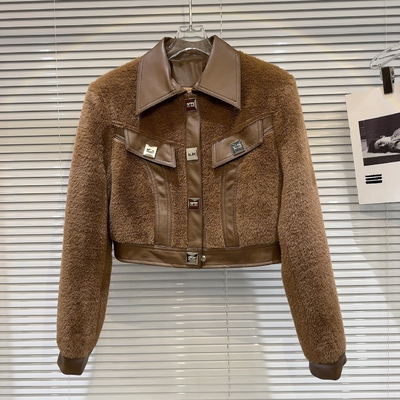Women's Winter Fur Coat Fashionable Slim Fit Leather Short Elegant Jacket Sophisticated Look within Guangdong BA2305