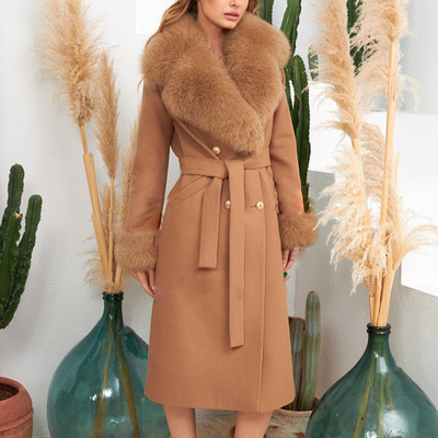 7 Days Fast Sampling Intelligent Tracking Supported GD2001 Kimshein end Women's Winter Coat Fox Fur Wool Long Suit Coat