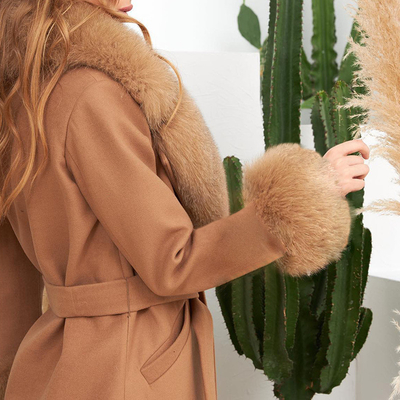 7 Days Fast Sampling Intelligent Tracking Supported GD2001 Kimshein end Women's Winter Coat Fox Fur Wool Long Suit Coat