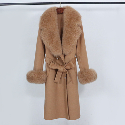 7 Days Fast Sampling Intelligent Tracking Supported GD2001 Kimshein end Women's Winter Coat Fox Fur Wool Long Suit Coat
