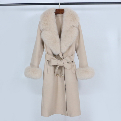 7 Days Fast Sampling Intelligent Tracking Supported GD2001 Kimshein end Women's Winter Coat Fox Fur Wool Long Suit Coat