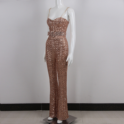Summer Spaghetti Strap Sequin Jumpsuit JB2221 Italian Noodle Strap Bodycon Party Dress in Solid Color for Summer