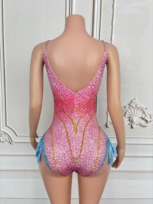 220g Fabric Weight Circle Neckline AD2441 Luxury Crystal Sexy Backless Jumpsuit for Women in Summer Made of Polyester/Nylon