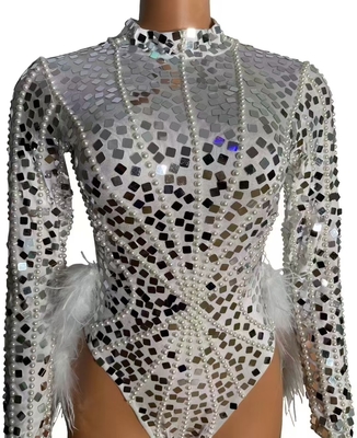 Long Sleeve Pure Color AD2292 Women's Fashionable Jumpsuit with Pearl Feather and Sequin Details