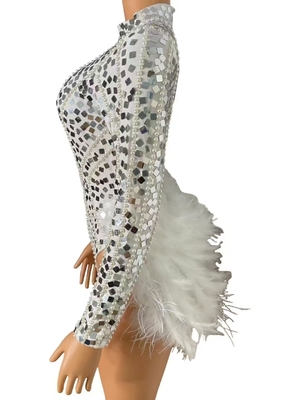 Long Sleeve Pure Color AD2292 Women's Fashionable Jumpsuit with Pearl Feather and Sequin Details