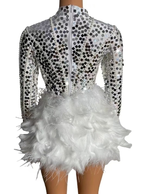 Long Sleeve Pure Color AD2292 Women's Fashionable Jumpsuit with Pearl Feather and Sequin Details