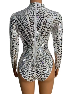 Long Sleeve Pure Color AD2292 Women's Fashionable Jumpsuit with Pearl Feather and Sequin Details