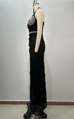 Stylish Crystal Backless Evening Dress Perfect for Summer Occasions Featuring Popular Split and Puffy Skirt Design