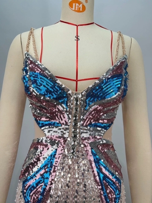 ED2733 Women's Sexy Fashion Sequin Dress Short Party Club Evening Dress Slim Fit Bow Collar Bustier Mini Cocktail Dress