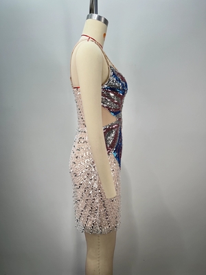 ED2733 Women's Sexy Fashion Sequin Dress Short Party Club Evening Dress Slim Fit Bow Collar Bustier Mini Cocktail Dress