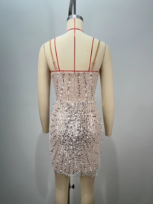 ED2733 Women's Sexy Fashion Sequin Dress Short Party Club Evening Dress Slim Fit Bow Collar Bustier Mini Cocktail Dress
