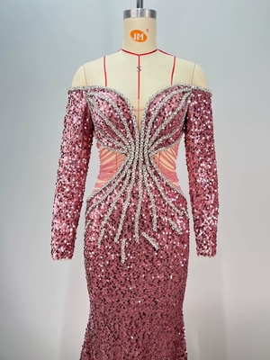 ED2734 Kimshein Elegant Water Diamond Party Birthday Dress for Women end Fashion Long Skirt Washable Brush-style Train
