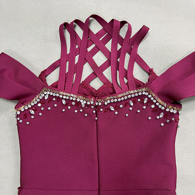 SB3410 Waterfall Crystal Diamond Beaded Bandage Dress Elegant Evening Gown Luxury Bodycon Dress