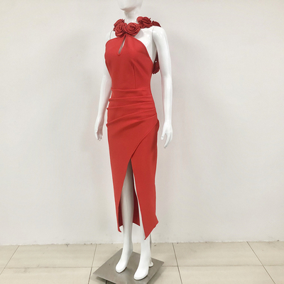 Sexy Role Play Dress SB3115 Gold Xin Elegant Maxi Dress with 3D Flower Bandage Dressmaking
