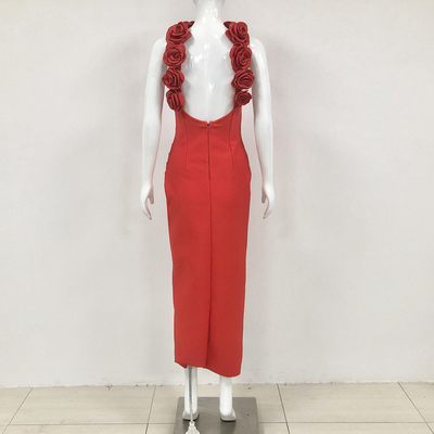 Sexy Role Play Dress SB3115 Gold Xin Elegant Maxi Dress with 3D Flower Bandage Dressmaking