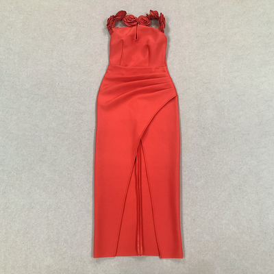 Sexy Role Play Dress SB3115 Gold Xin Elegant Maxi Dress with 3D Flower Bandage Dressmaking