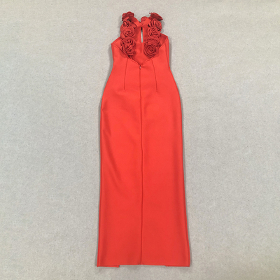 Sexy Role Play Dress SB3115 Gold Xin Elegant Maxi Dress with 3D Flower Bandage Dressmaking