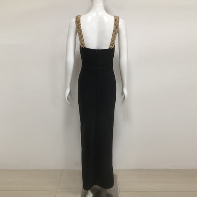 Sophisticated Summer Bandage Dress Sleeveless Luxury Beaded Pearl Dress for Customer Requirements