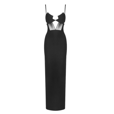SB3403 Black Women's Sleeveless Bandage Dress Elegant and Breathable Bodycon Dress for Evening Gathering