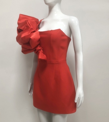 Lotus Leaf Edge Decorated Kimshein end Mini Party Dress One-Shoulder Ruffle Sexy Mini Dress Bandage Dress in High Demand