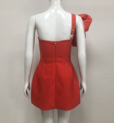 Lotus Leaf Edge Decorated Kimshein end Mini Party Dress One-Shoulder Ruffle Sexy Mini Dress Bandage Dress in High Demand