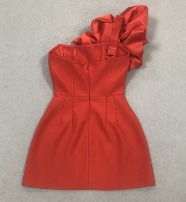 Lotus Leaf Edge Decorated Kimshein end Mini Party Dress One-Shoulder Ruffle Sexy Mini Dress Bandage Dress in High Demand