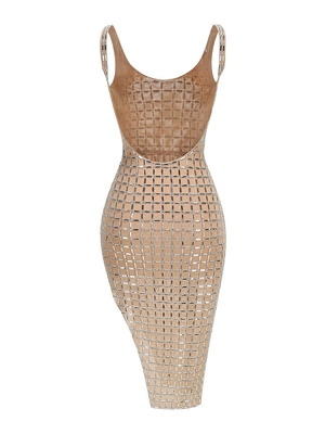 Kimshein SB3397 Water Diamond Asymmetrical Sleeveless Dress for Women Limited Stock Environmentally Friendly No Sleeves