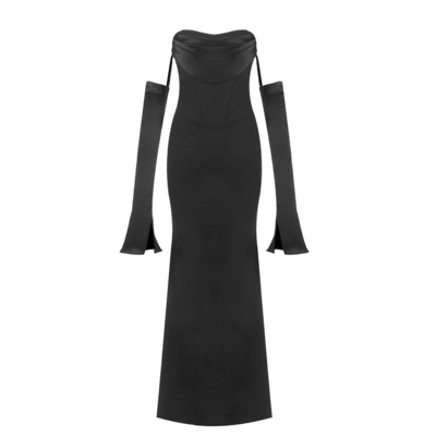 Customizable Logo Off-Shoulder Maxi Dress Perfect for Kimshein Birthday Party and Figure-Flattering Women's Clothing