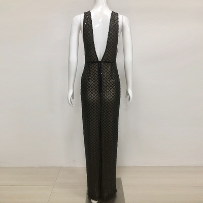 SB3393 Kimshein Women's Sequin Sexy Dress V-Neck Evening Gown for Customer Requirements