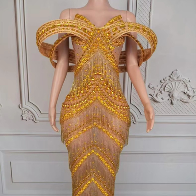 7-Day Fast Sampling Elegant Water Crystal Evening Dress in AD2549 Summer Collection's Luxury Fringed Dress for Women