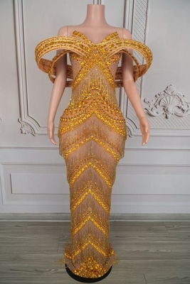 7-Day Fast Sampling Elegant Water Crystal Evening Dress in AD2549 Summer Collection's Luxury Fringed Dress for Women