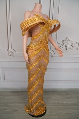 7-Day Fast Sampling Elegant Water Crystal Evening Dress in AD2549 Summer Collection's Luxury Fringed Dress for Women