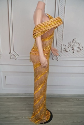 7-Day Fast Sampling Elegant Water Crystal Evening Dress in AD2549 Summer Collection's Luxury Fringed Dress for Women