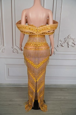 7-Day Fast Sampling Elegant Water Crystal Evening Dress in AD2549 Summer Collection's Luxury Fringed Dress for Women