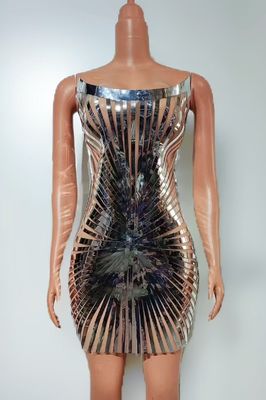 AD2501 Women's Shiny Dress 7-Day Fast Sampling Breathable Party Mini Dress for Special Occasion Eco-Friendly