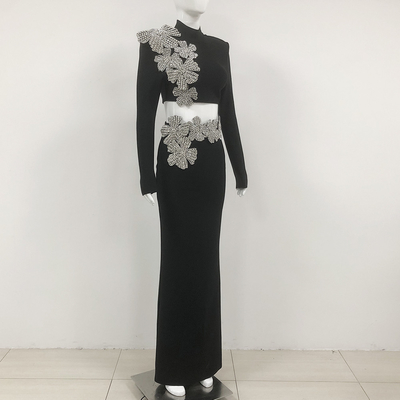 Luxury Bandage Dress with Crystal Embellishments and Spaghetti Straps Elegant Two-Piece Dress SR2375 500g Fabric Weight