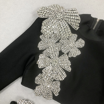 Luxury Bandage Dress with Crystal Embellishments and Spaghetti Straps Elegant Two-Piece Dress SR2375 500g Fabric Weight