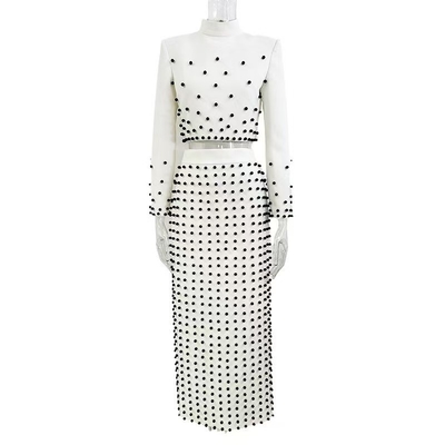 SR2372 Plus Size Women's Elegant Two-Piece Suit Set with Quick-Drying Fabric and Polyester Cotton Material