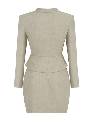 SR2370 Women's Fashionable V-neck Hollow Two-piece Long Sleeve Top and Short Skirt Set with 7-day Fast Sampling Support
